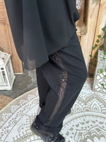 Pantalon Jogging Noir avec Bande de Sequins Ange